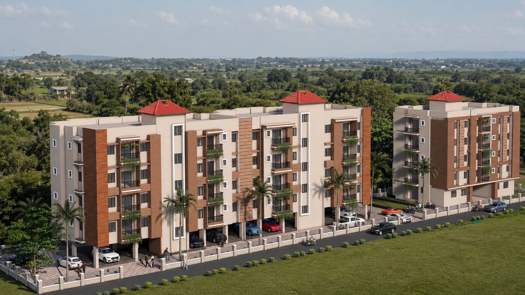 Aerial daytime render of Shri Bishnu