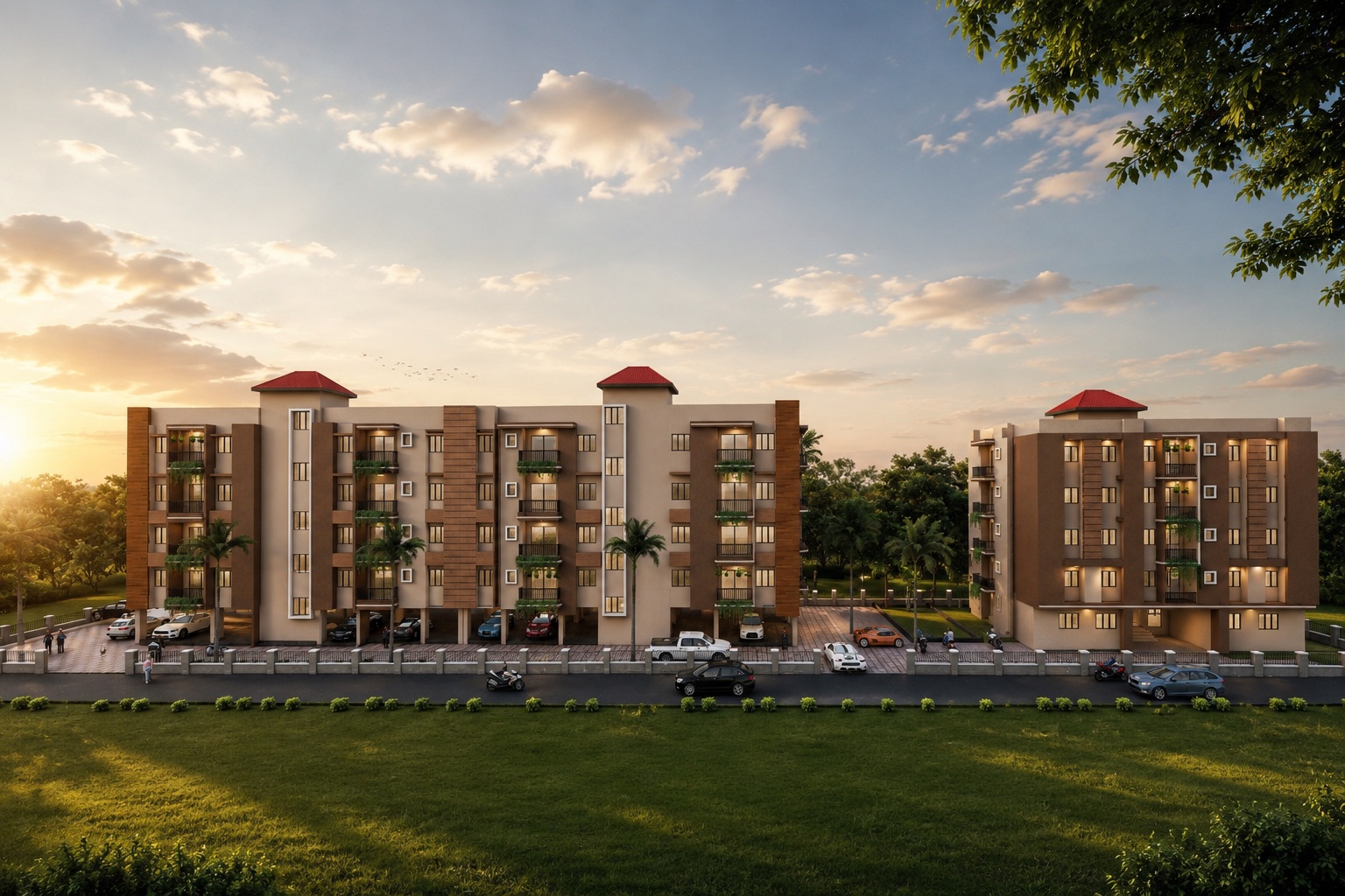 Front elevation render of Shri Bishnu